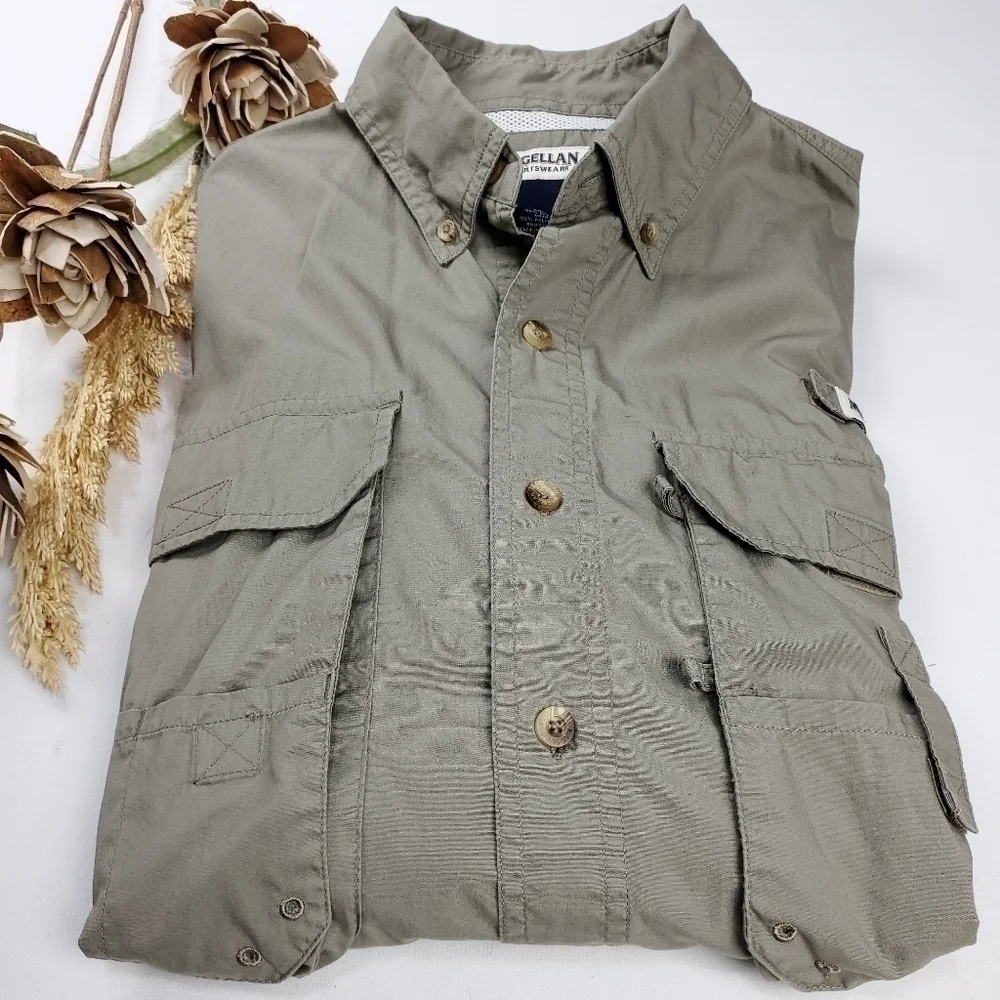New Magellan Mens Cache Green Outdoor Shirt Med